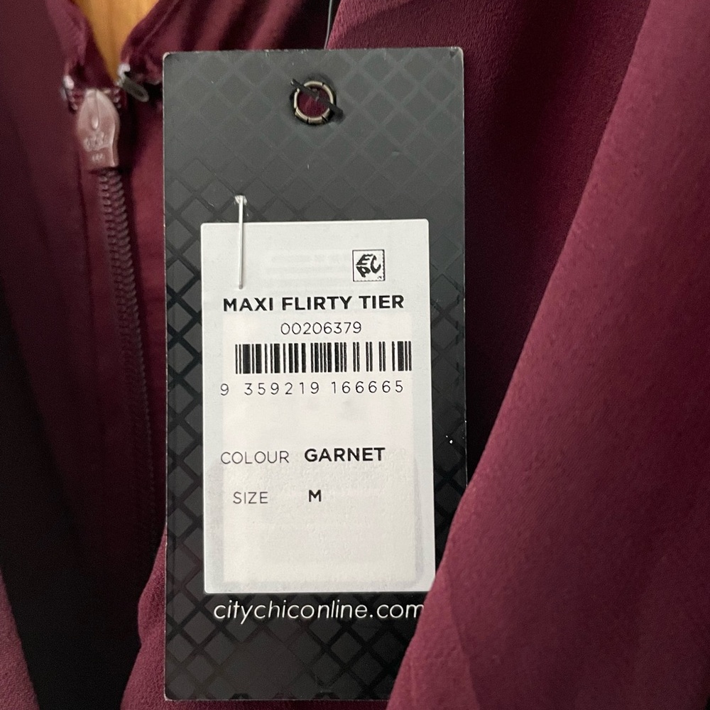 NWT City Chic maxi flirty tier dress in Garnet, size 18 - Picture 11 of 11
